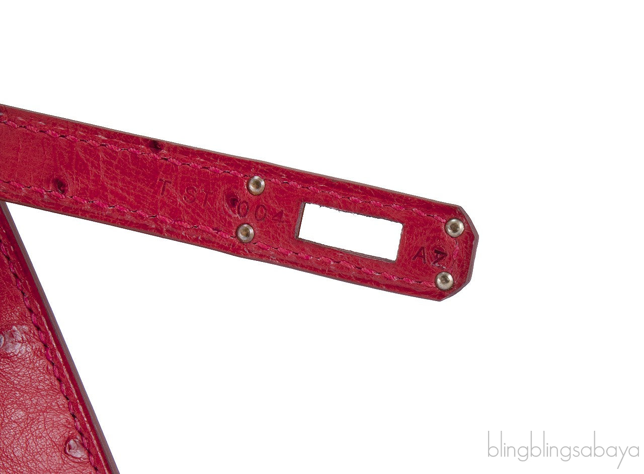 Kelly Pochette Rouge Vif Ostrich