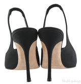 Black Satin Slingback Heels