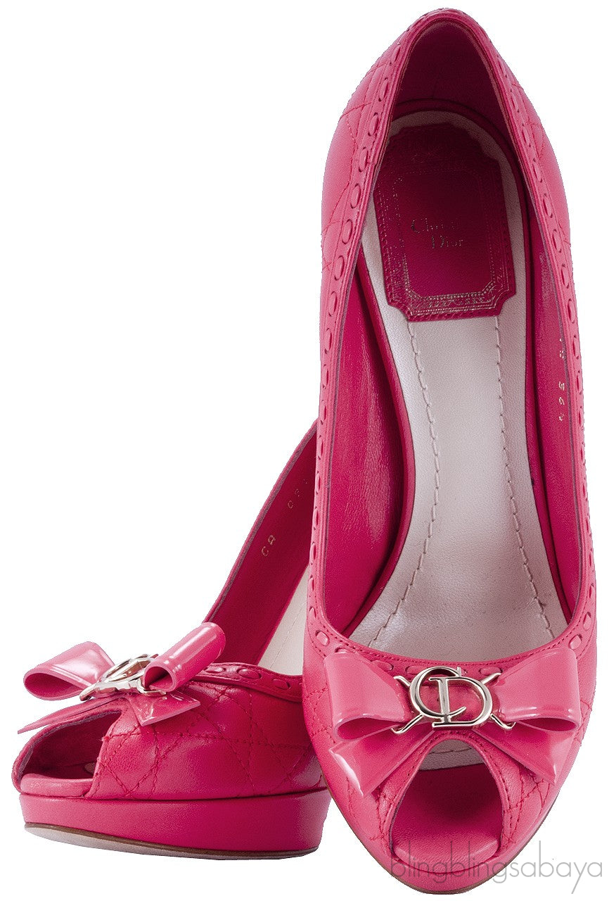 Cannage Quilted Leather Bow Pump