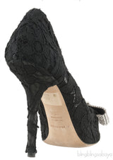 Dolce & Gabbana Black Lace Crystal Bow Heels