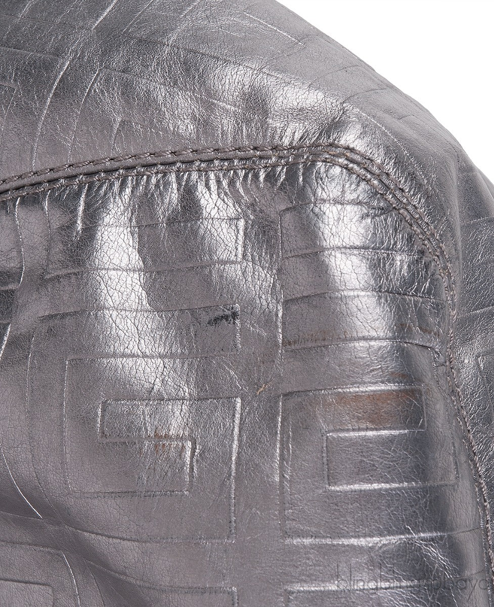 Givenchy Metallic Grey GG Leather Hobo Bag