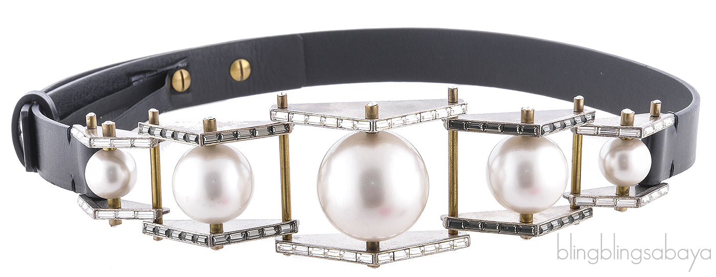 Black Pearl Leather Belt