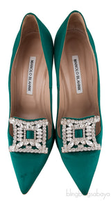 Borlak Emerald Green Satin Heels