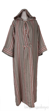 Oversized Striped Hooded Linen Maxi Dress