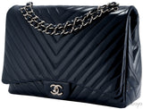 Blue Indigo Patent Chevron Maxi Bag