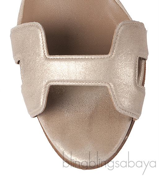Hermes Night 70 Gold Slingback Sandals