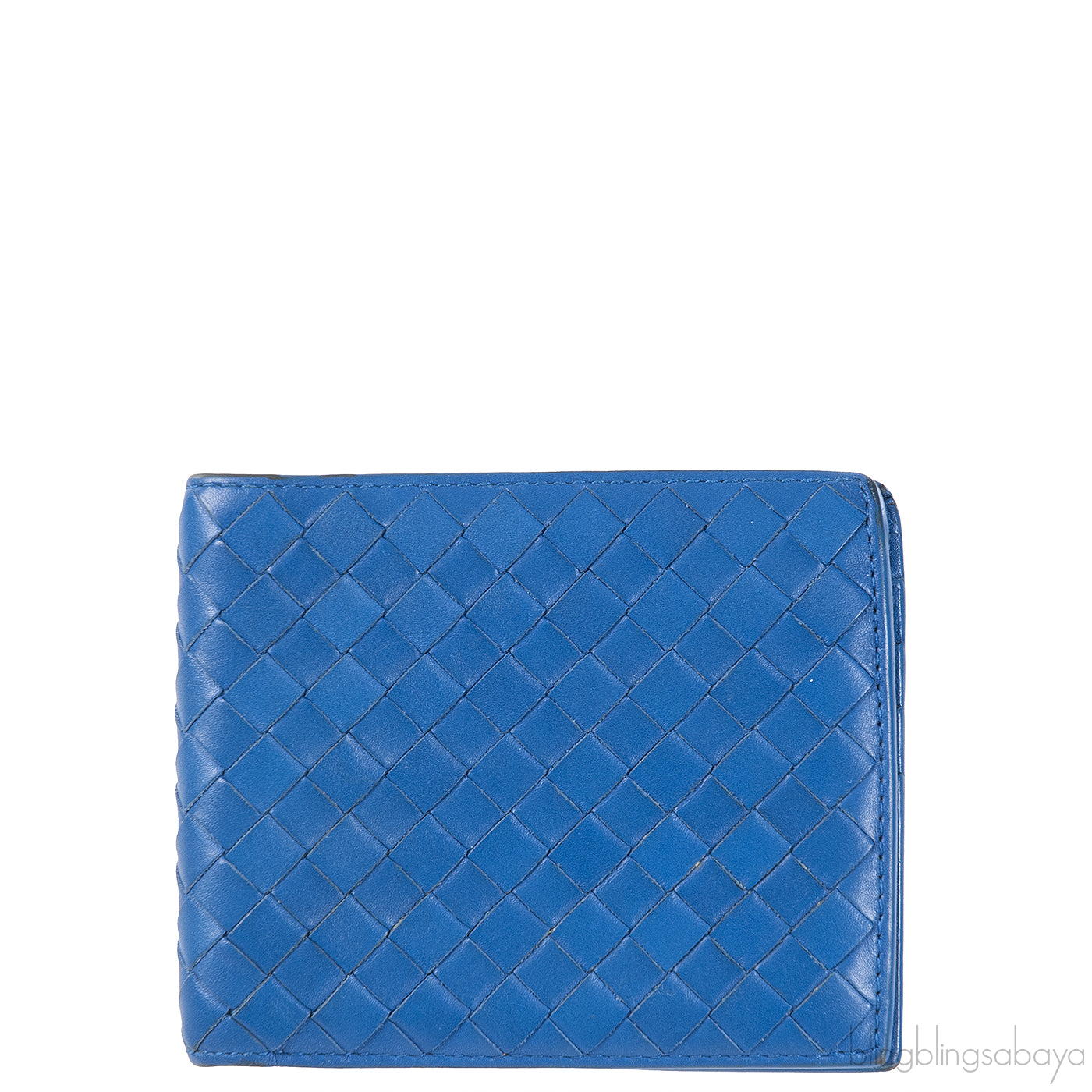 Bottega Veneta Blue Intrecciato Bi-fold Wallet