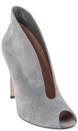 Grey Suede Ankle-Flare Boots