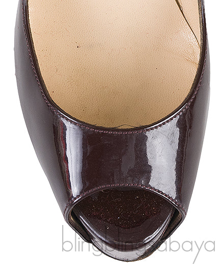 Plum Patent Peep Toe Pump