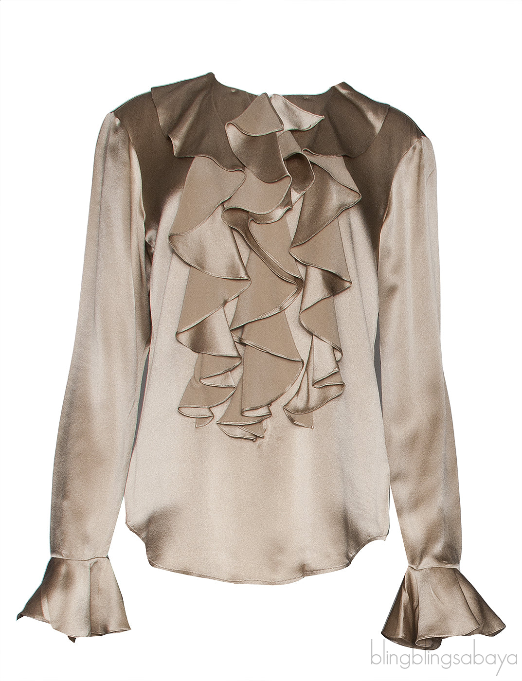Gold Ruffled Long Sleeve Shirt