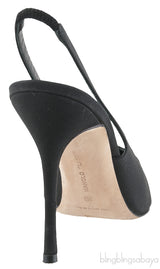 Black Satin Slingback Heels
