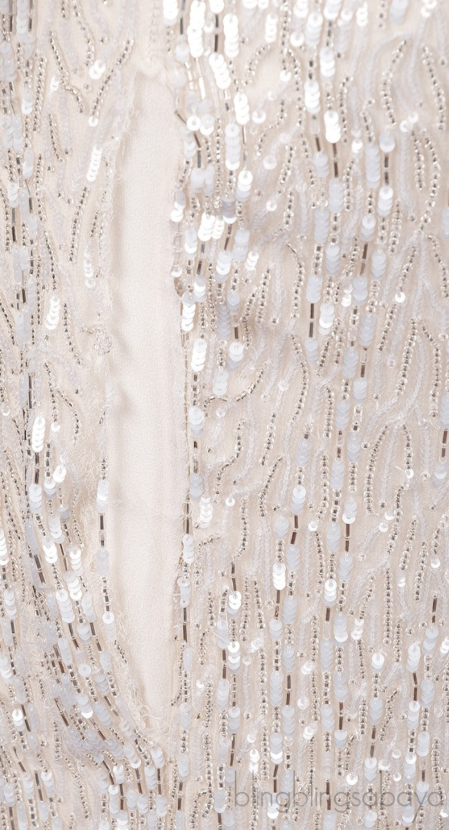 Sequin & Bead Embellished Long Sleeve Dress