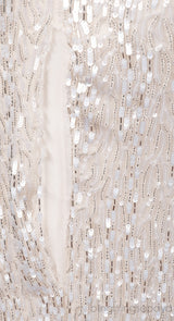 Sequin & Bead Embellished Long Sleeve Dress