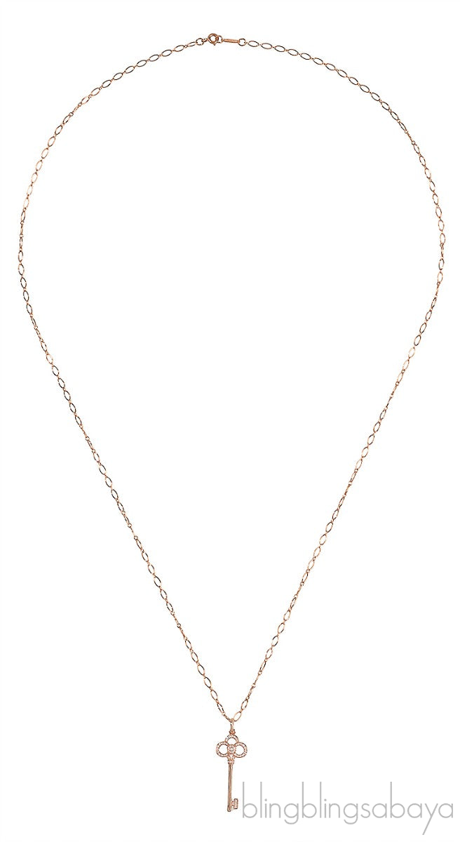 Tiffany & Co. Crown Mini Key Gold & Diamond Necklace