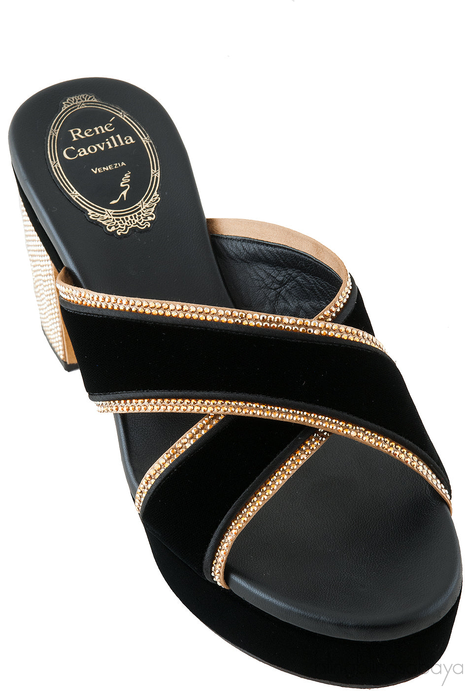 Black & Gold Criss-cross Sandals