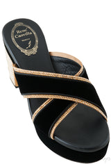 Black & Gold Criss-cross Sandals