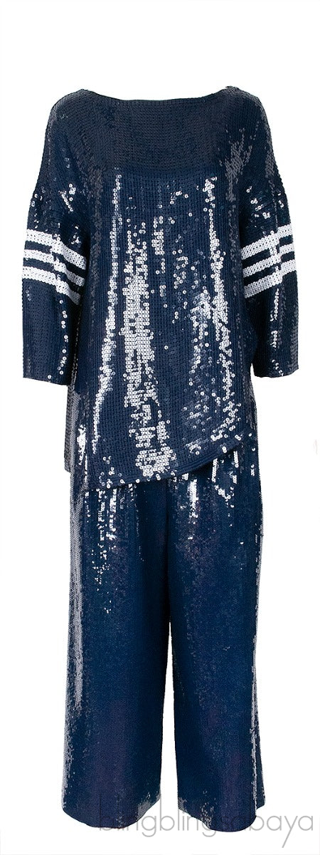 Blue Sequin Embellished Top & Trouser
