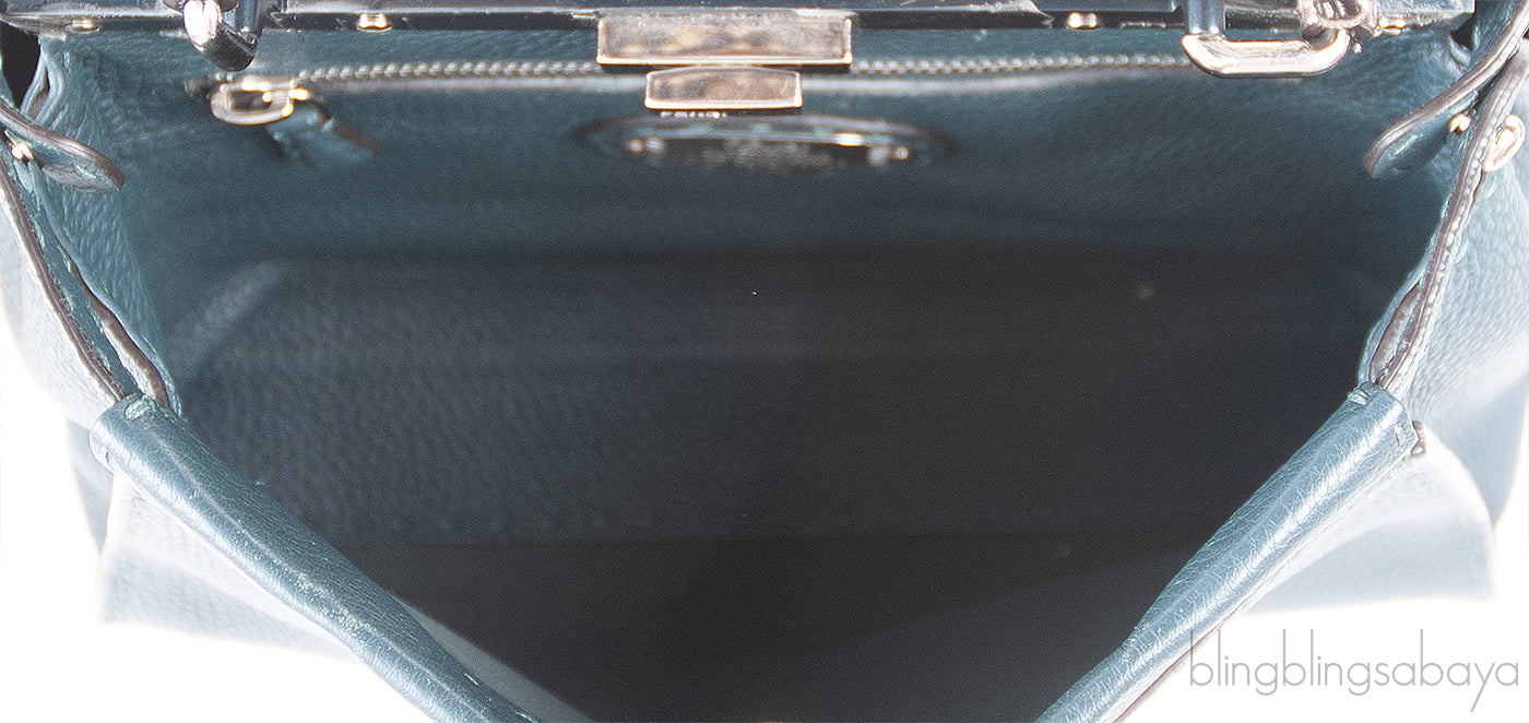 Fendi Selleria Peekaboo Dark Green Medium Python Handle Bag