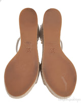 Light Blue/Beige Canvas Monogram Starboard Espadrille Wedge Sandals