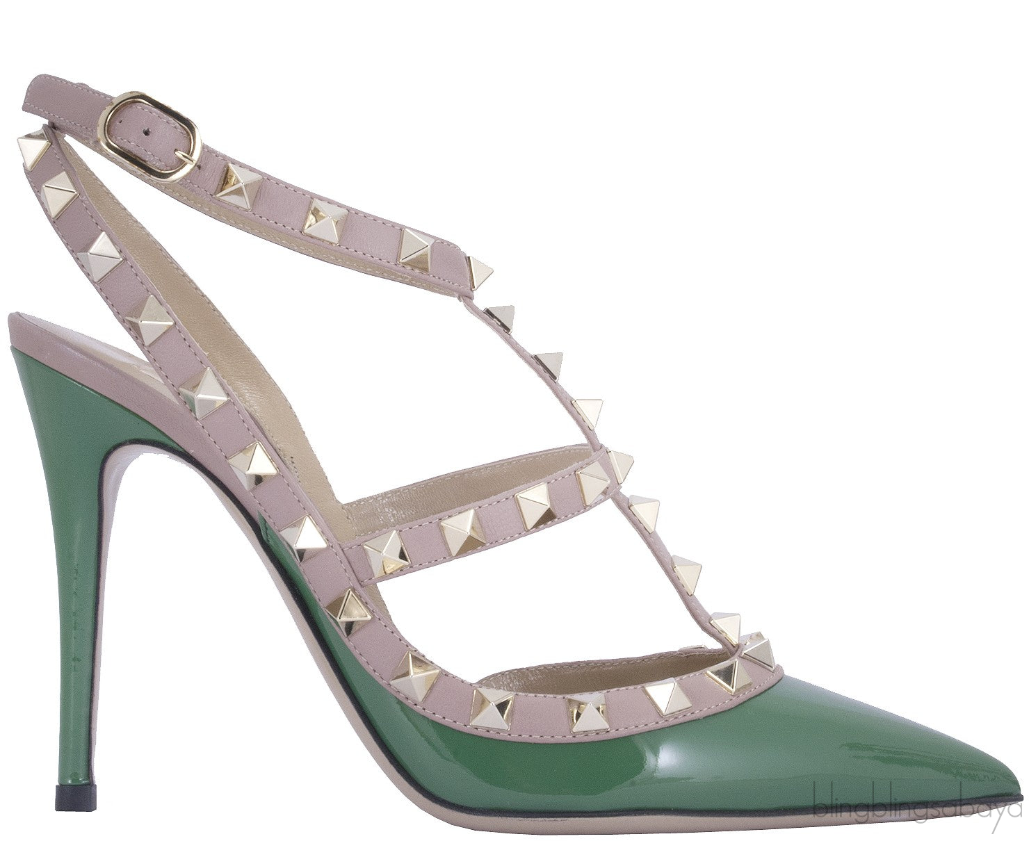 Vert Anis Rockstud Leather Pump