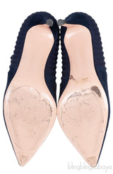 Gianvito Rossi Blue Knitted Pointed Toe Ankle Boots