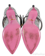 Gucci Silver Sylvie Glitter Crystal Heels