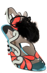 Pom Pom Detail Cut-out Sandals