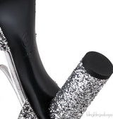 Silver Camellia Glitter Heels