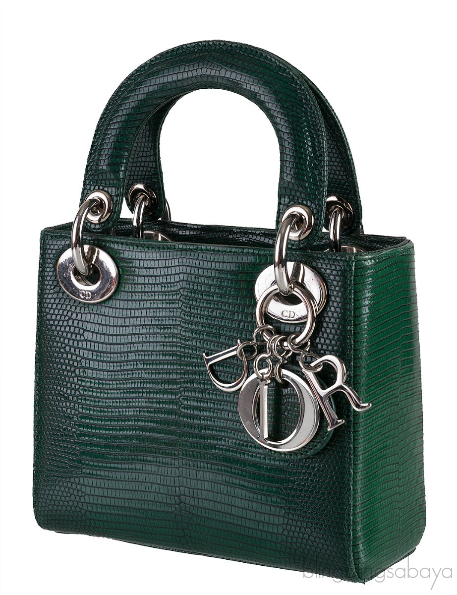 Lady Dior Emerald Green Mini Lizard