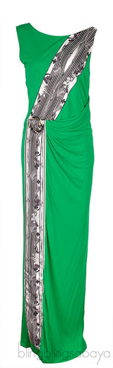 Green Sleeveless Printed Dress
