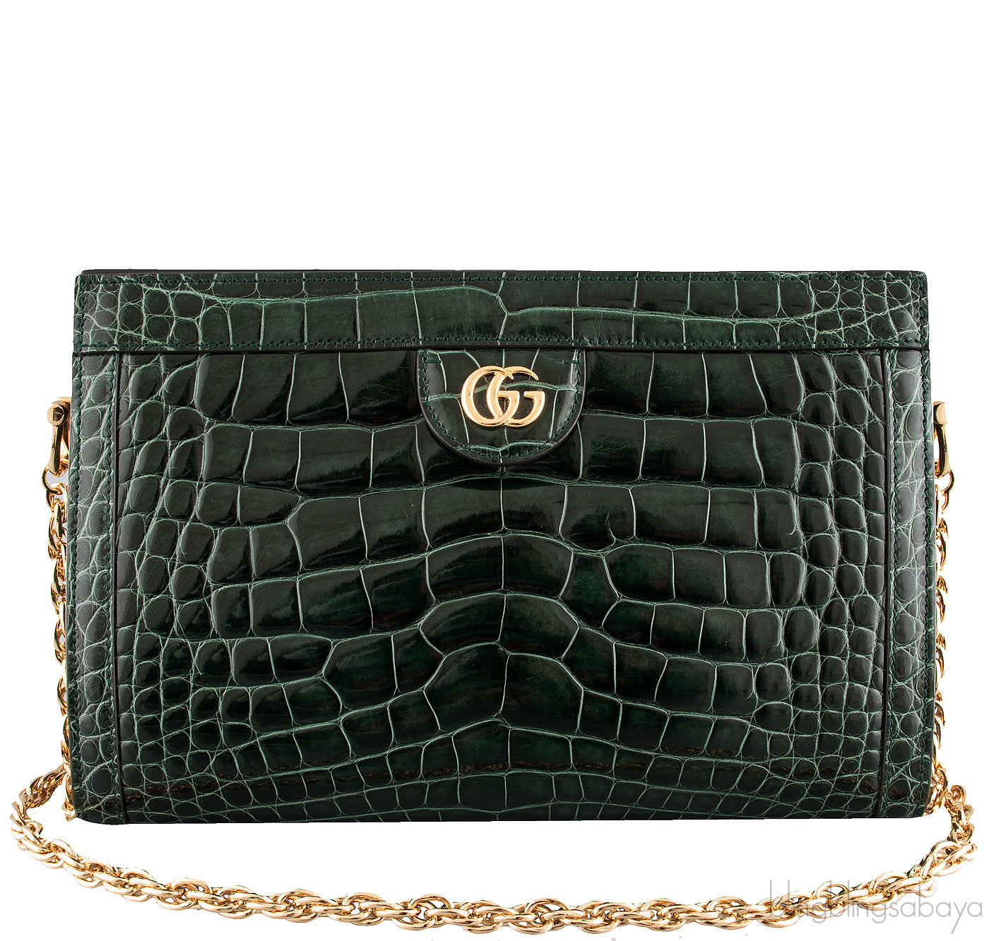 Ophidia Crocodile Green Shoulder Bag