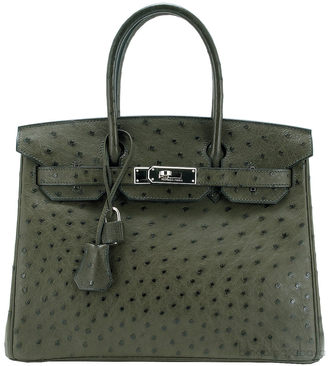 Birkin 30 Ostrich Vert Olive PHW