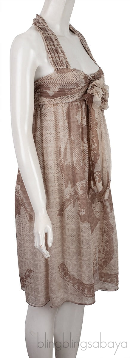 CC Logo Silk Chiffon Halter Dress