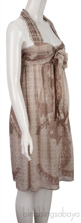CC Logo Silk Chiffon Halter Dress