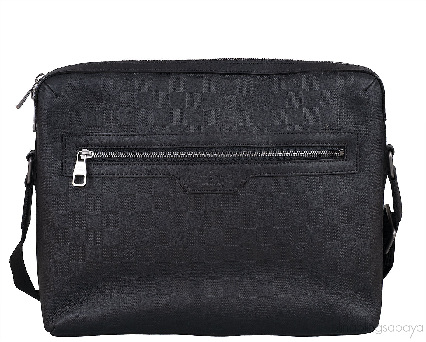 Black Infiniti Leather Calypso Messenger Bag MM