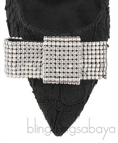 Dolce & Gabbana Black Lace Crystal Bow Heels