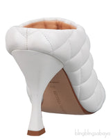Bottega Veneta White Quilted Gold Square Toe Mule