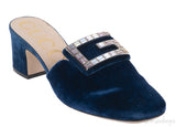 Gucci Blue Velvet G Crystal Madelyn Mules