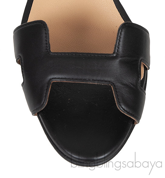 Hermes Black Night 70 Slingback Sandals