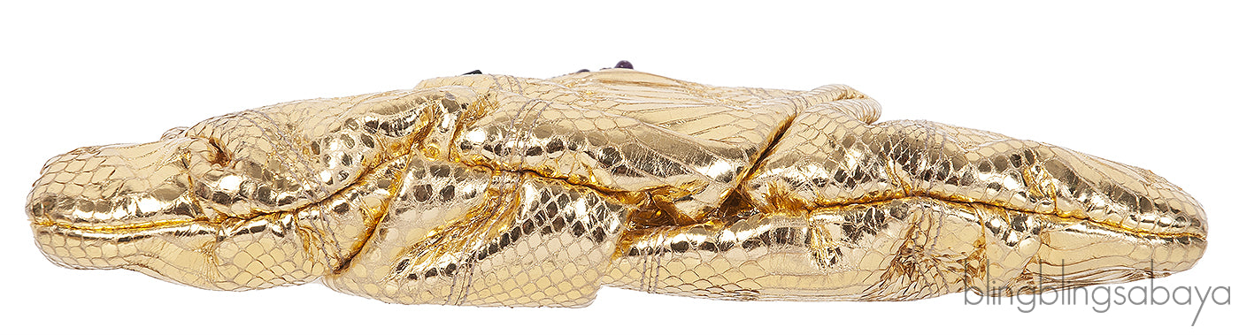 Dolce & Gabbana Gold Snakeskin Wallet Clutch