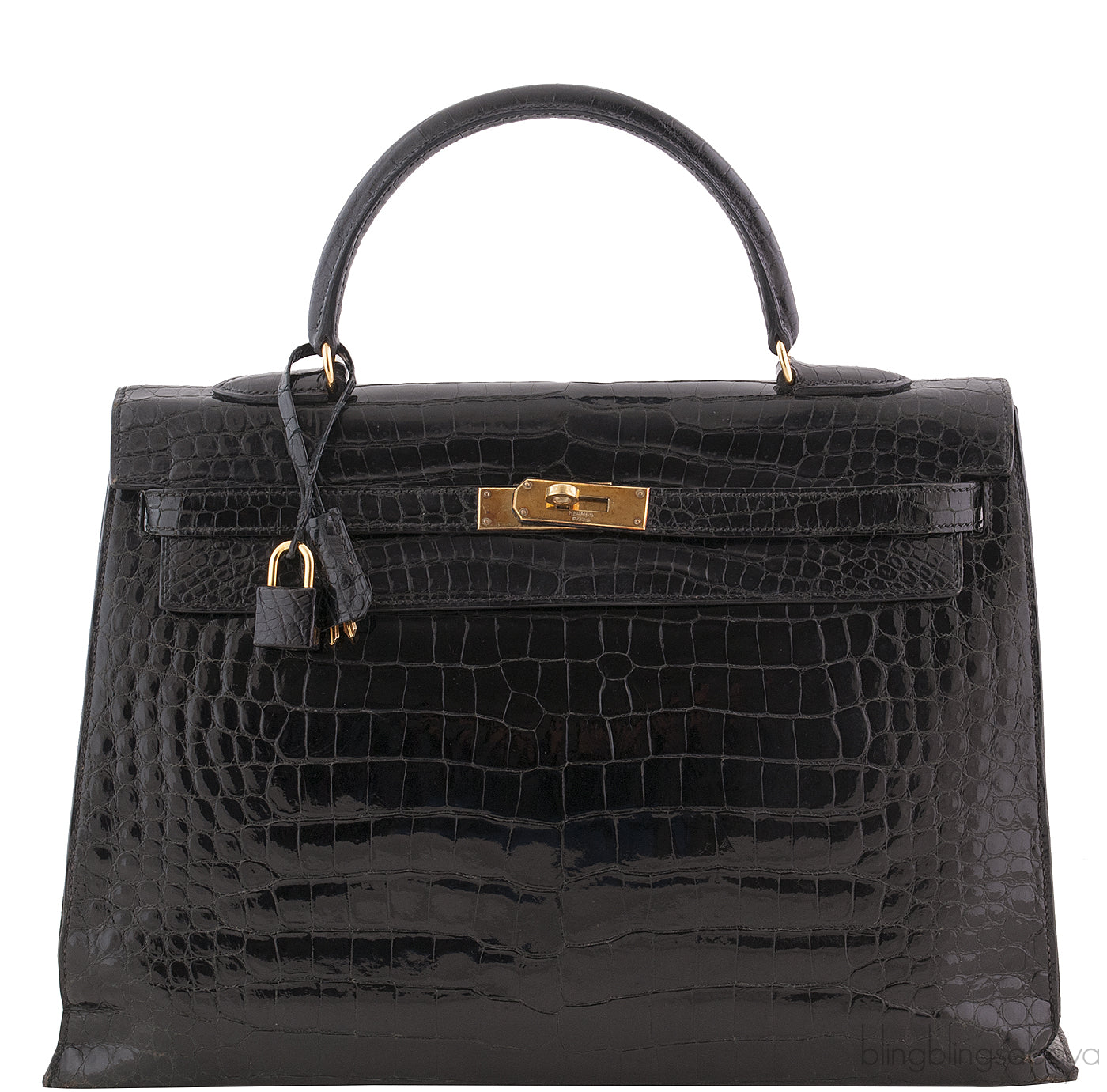 Kelly 35 Black Vintage Crocodile