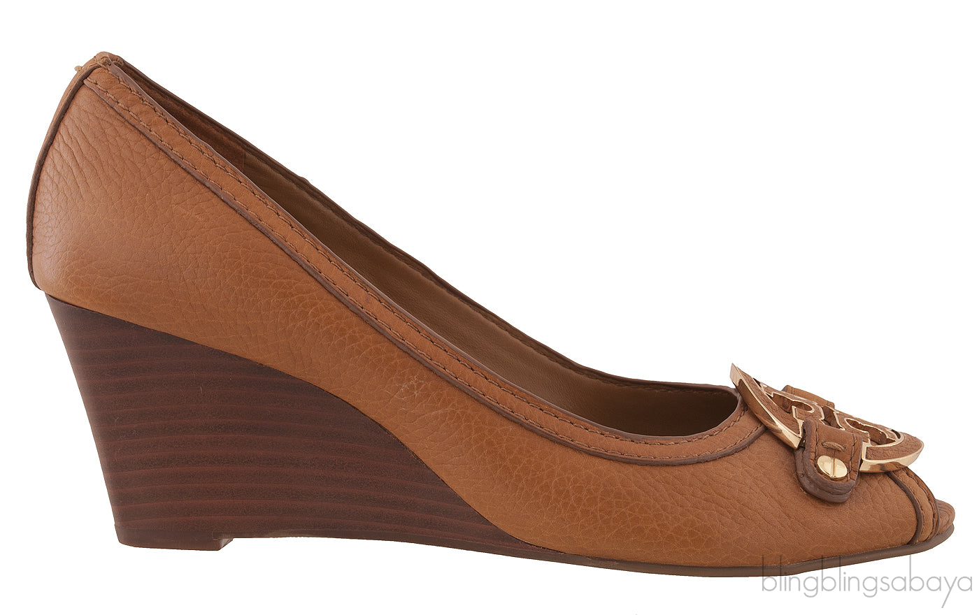 Brown Peep Wedge Heels