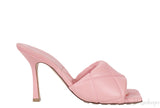 Baby Pink Nappa Quilted Rubber Lido Leather Mules