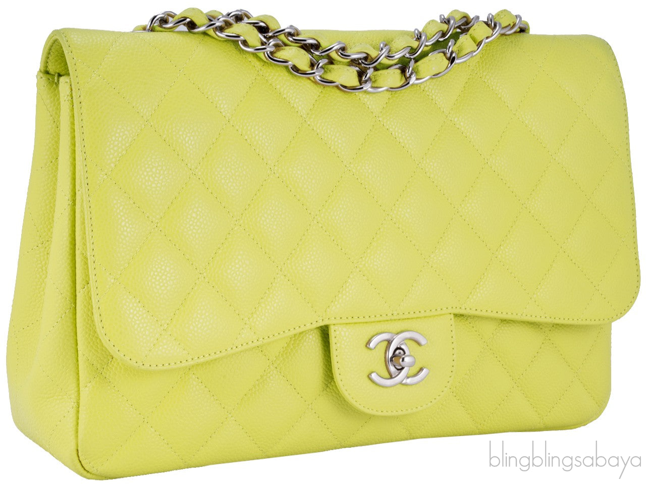 Caviar Jumbo Lime Single Flap Bag