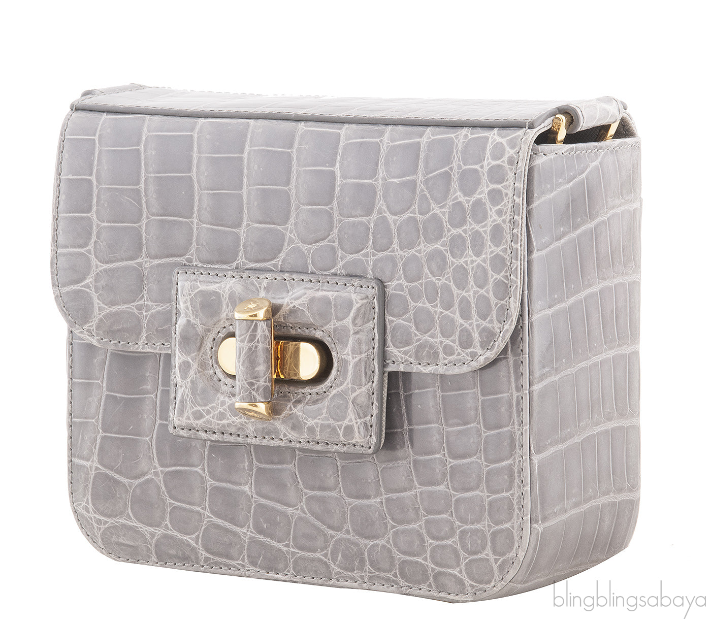 Grey Crocodile Shoulder Bag