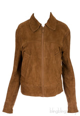 Brown Suede Bomber Jacket
