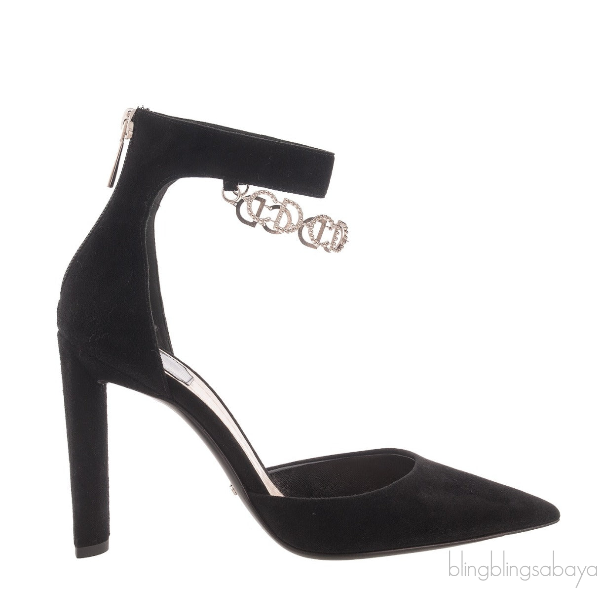 Black Suede Pointed Slingback Sandals