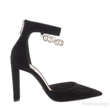 Black Suede Pointed Slingback Sandals