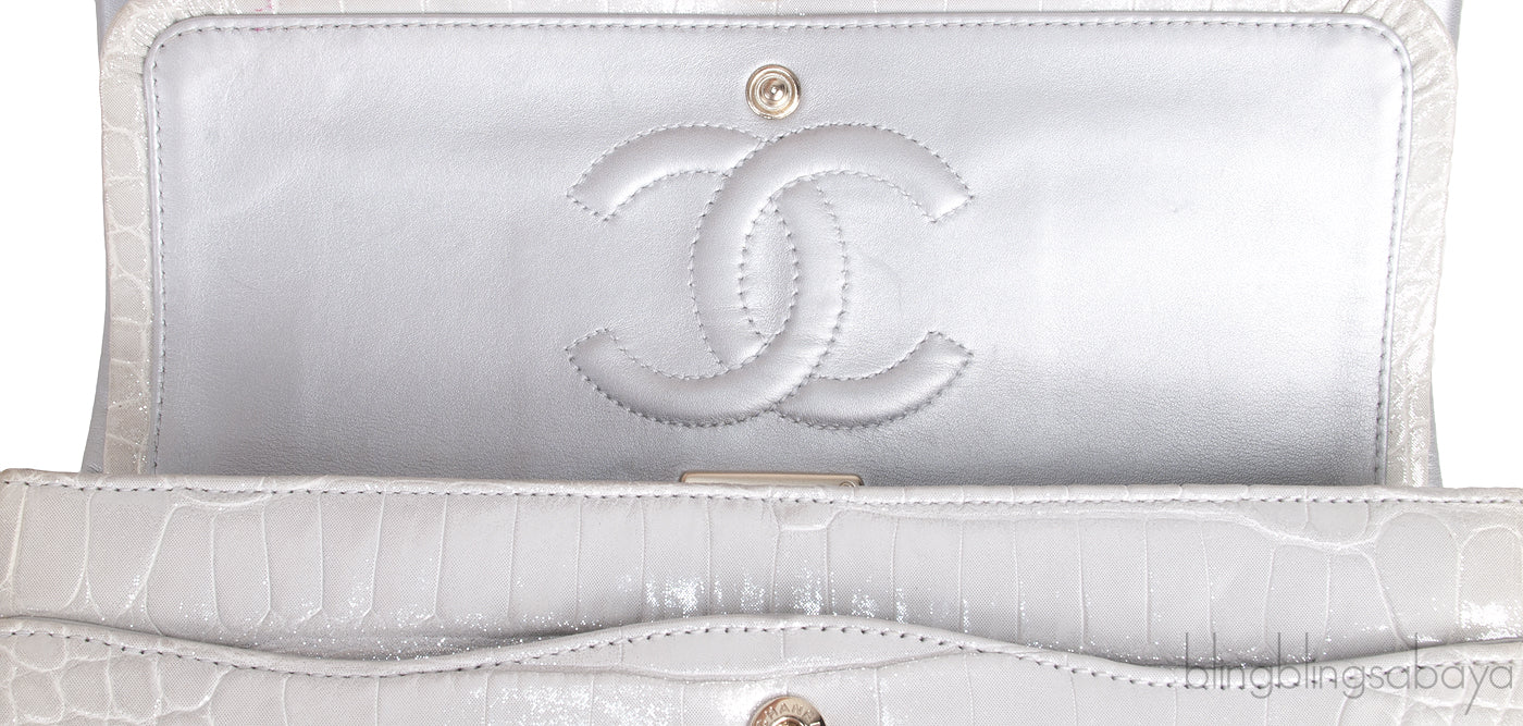 Classic Silver Metallic Crocodile Brass Matte CC
