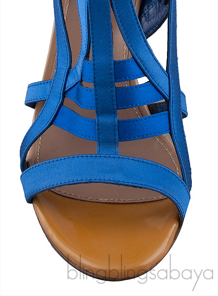 Blue Satin Strappy Gladiator Heels